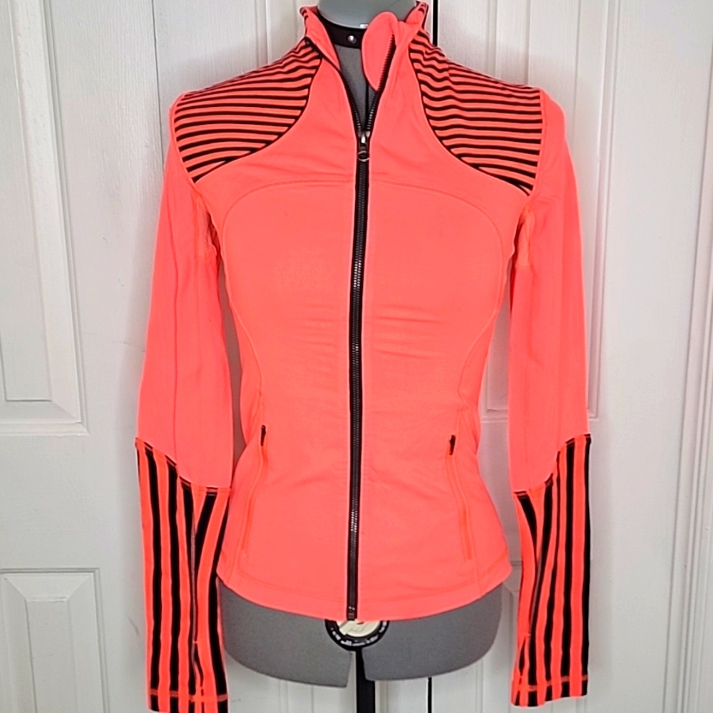 Lululemon Forme Jacket Light Flare / Classic Stripe Orange Inkwell size 4
